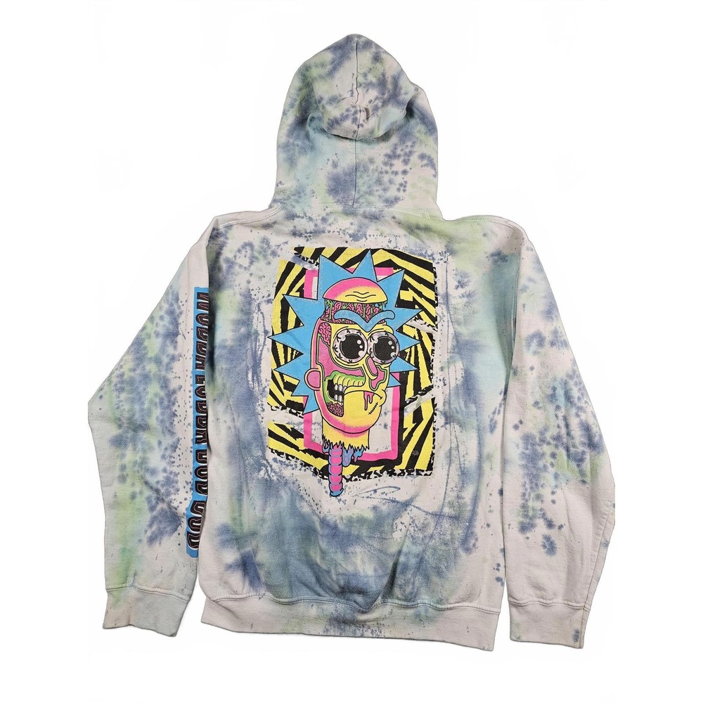 Rick‎ and Morty Mens Medium Tie-Dye Hoodie Graphic Print Sweatshirt